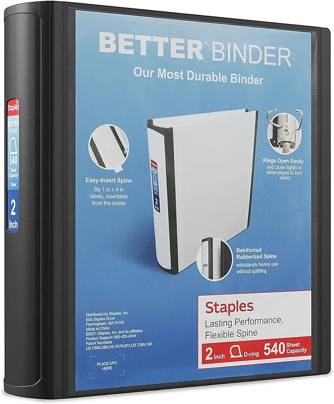 Staples Better 2-Inch D 3-Ring View Binder Purple (20247) 895622