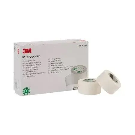 3M Micropore Paper Tape - White, 1" x 10yds (Box of 12)