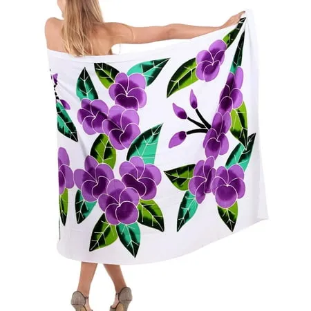 HAPPY BAY Women s Bikini Wrap Beach Swimwear Cover up Summer Wraps Pareo Sarong Swimsuit Coverup for Women One Size Purple Floral