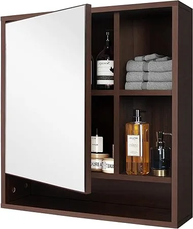 Bathroom Medicine Cabinet, Over The Toilet Storage Cabinet Wall Mounted with Mirror and Shelves, Wall Cabinet for Bathroom