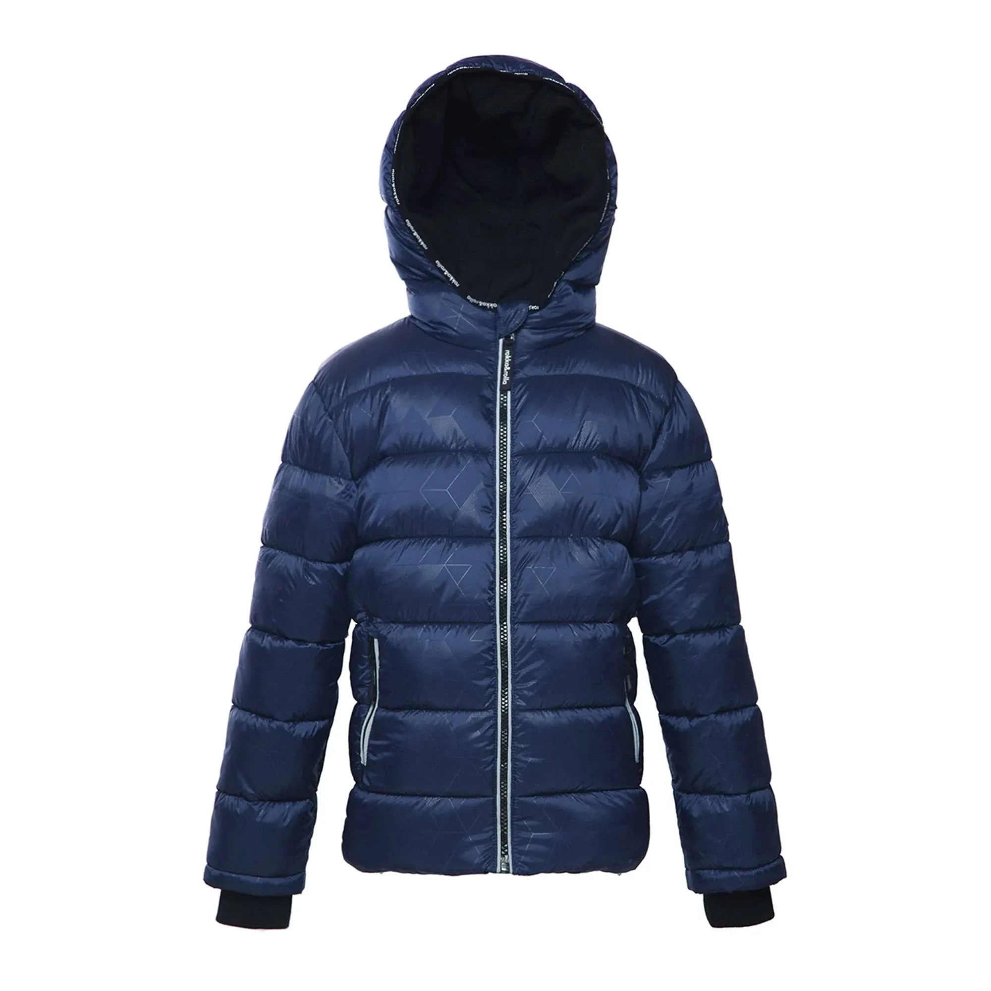 Rokka&Rolla Boys' Heavy Winter Puffer Coat Bubble Jacket-Geo Emboss, Size 14-16