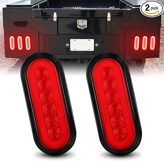 Nilight TL-01 6" Oval Red LED Tail Trailer Lights