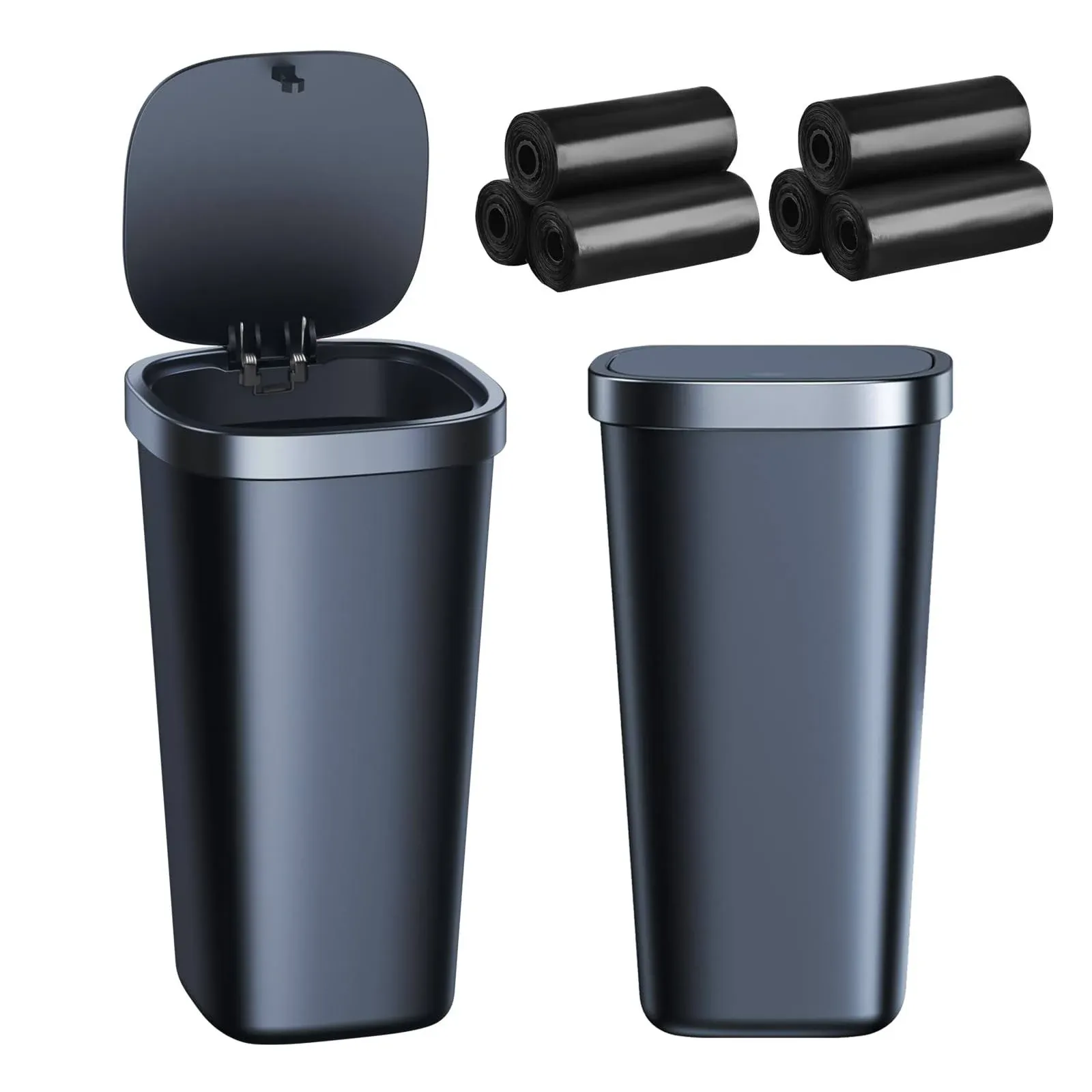 2 Pack Mini Car Trash Can with Lid and 90 Bags Cup Holder Trash Can for Car W...