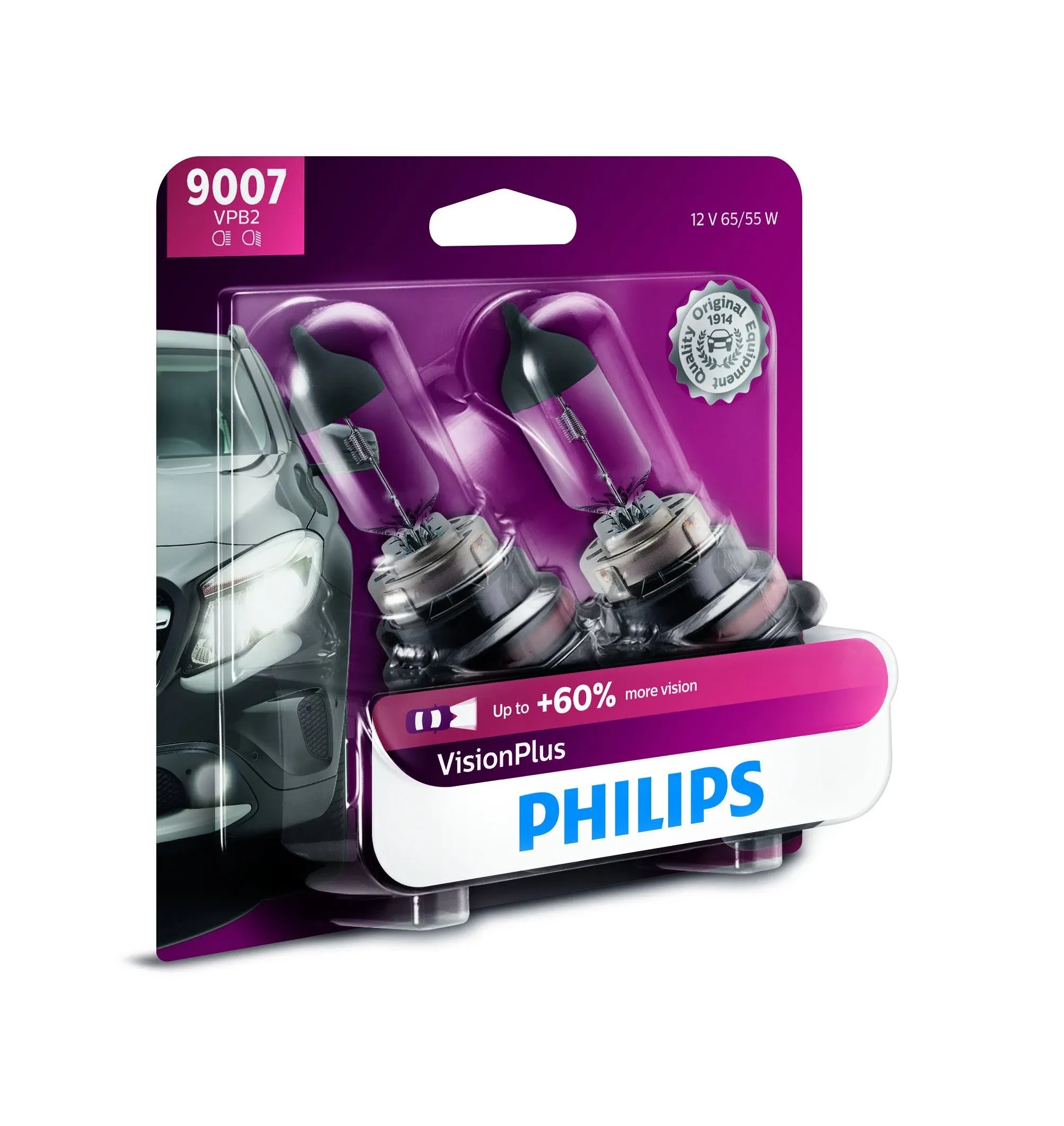 Philips 9007 VisionPlus VPB2 Headlight High-Performan<wbr/>ce Bulb(2) NEW CVB1