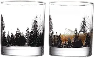 Bourbon Glasses TOOWELL Whiskey Glass Set of 2 Forest Landscape Handmade Heavy ...