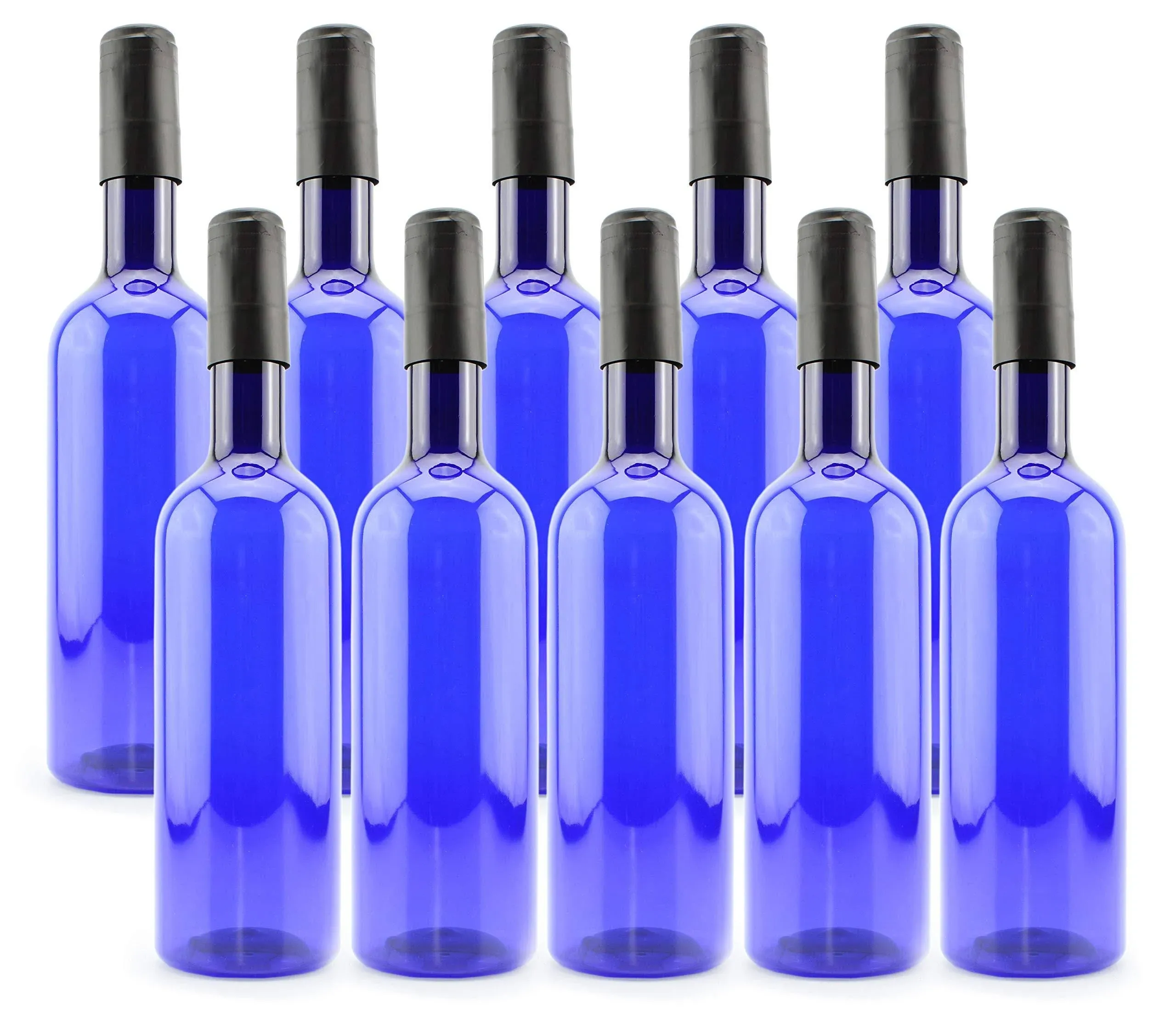 Cornucopia Plastic Wine Bottles (10-Pack, Blue); Empty Bordeaux-Style Wine ...