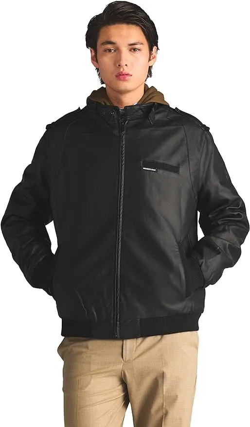 Members Only Men's Faux Leather Iconic Racer Jacket