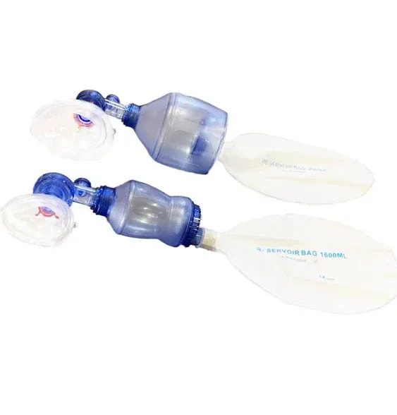 WNL Products 5000BVM-COMBO, 1 Practi-Mask BVM Adult/Child and 1 Infant CPR Trainings Mask, Includes 1 Infant BVM and 1 Adult/Child BVM (Practi-Mask, Bag Valve Squeeze Bag, Reservoir Bag)