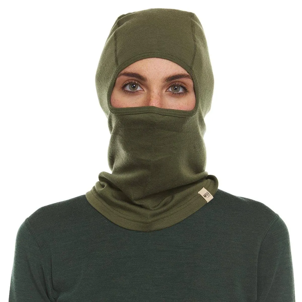 Midweight - Balaclava 100% Merino Wool Olive Drab Green