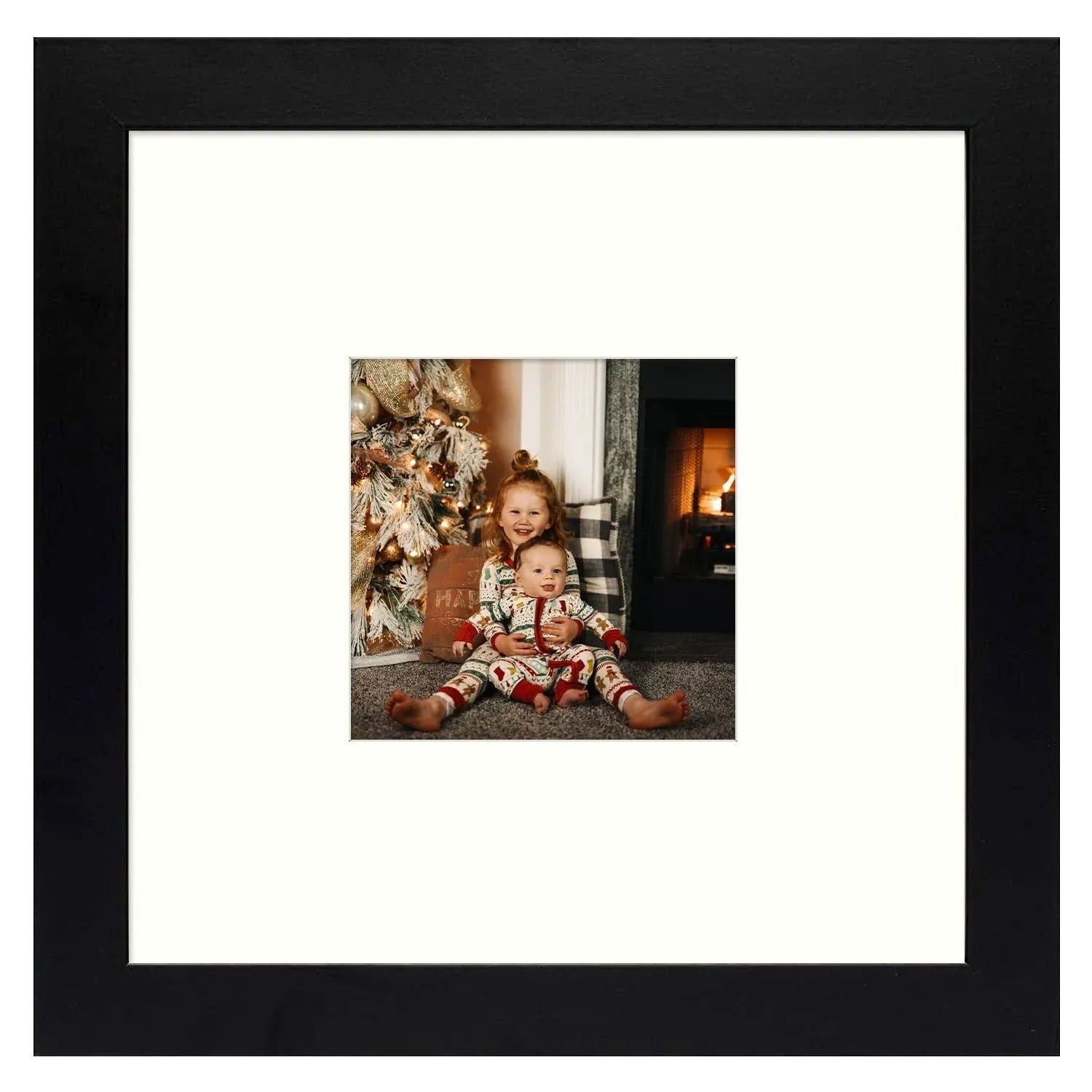 8x8 Square Picture Frame Gallery with Ivory Mat for 3.5x3.5 Photo Table-Top