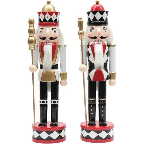 Set of 2 Harlequin Christmas Nutcrackers 15"