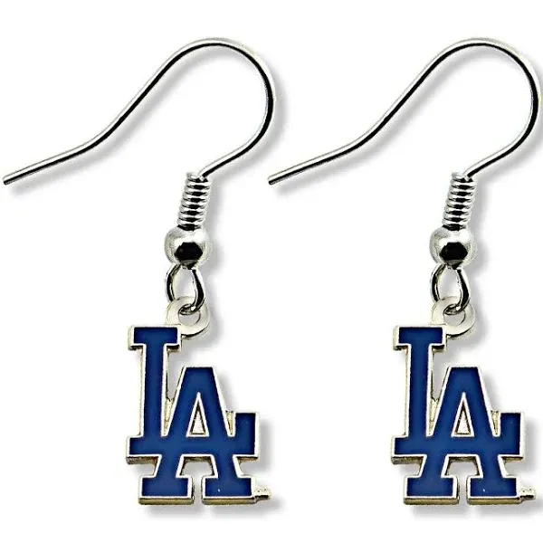 MLB Los Angeles Dodgers &#034;LA&#034; Script Logo Dangler Earrings