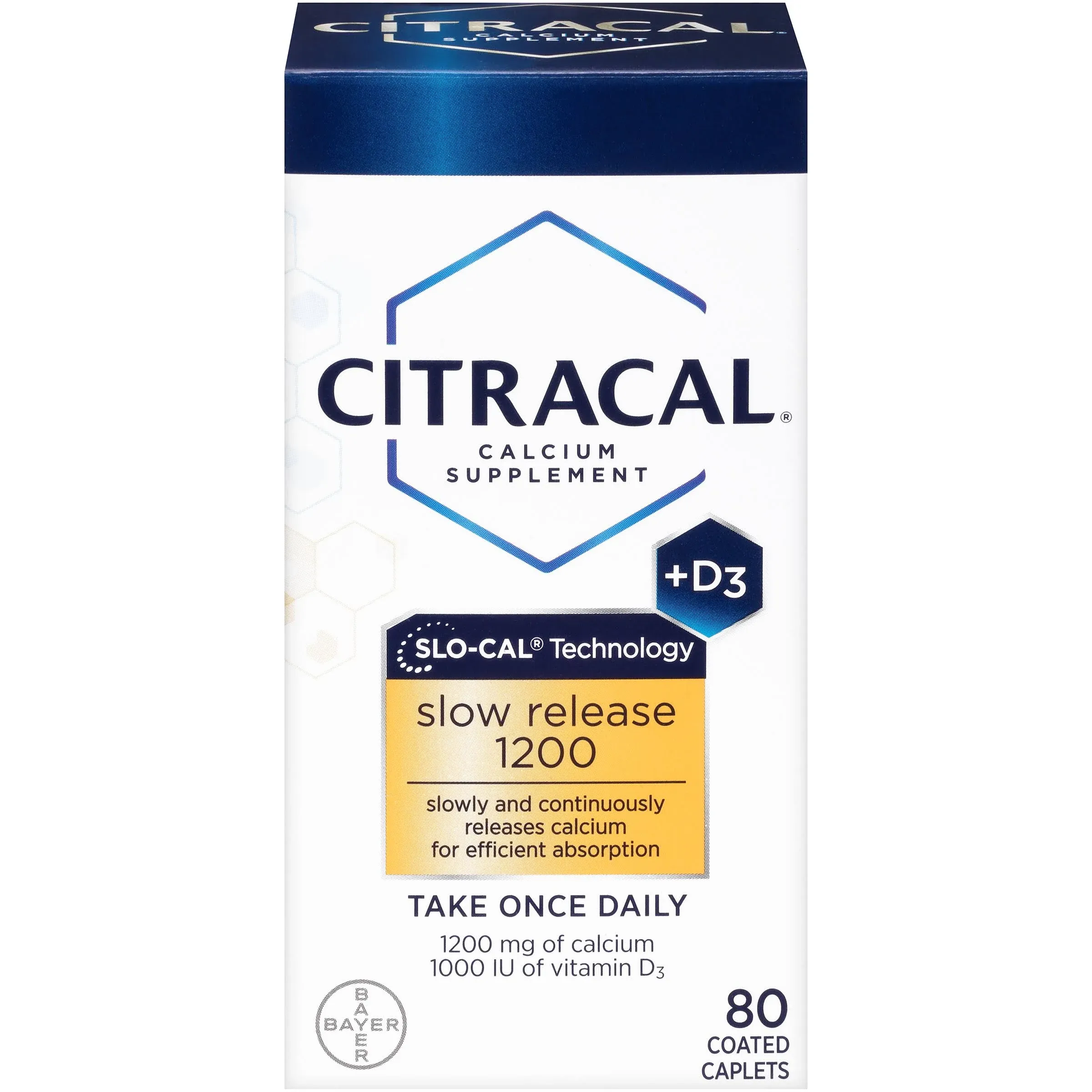 Citracal +D3 Slo-Cal Technology Calcium Supplement Coated Caplets 80 ct Box