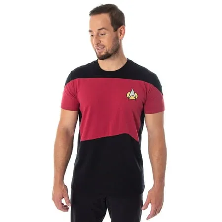 Intimo Star Trek Next Generation Men's Picard Uniform Costume Short Sleeve T-Shirt , Size: Small, Red