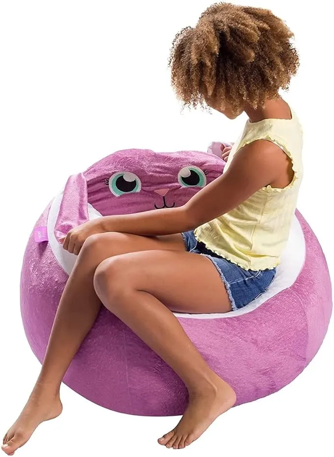 Posh Creations Cute Soft and Comfy Bean Bag Chair for Kids, Animal - Pink Llama