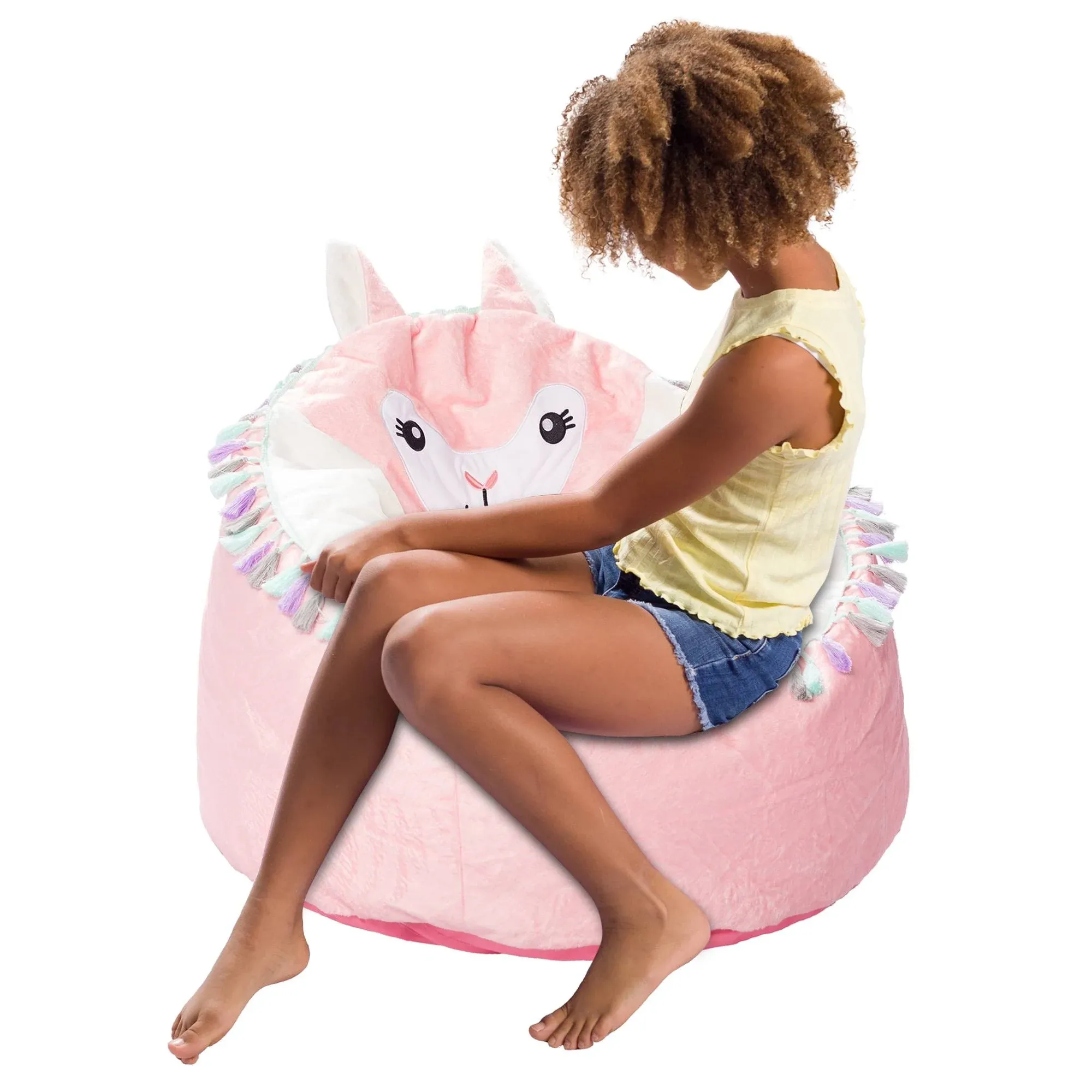 Posh Creations Cute Soft and Comfy Bean Bag Chair for Kids, Large, Animal - White ...