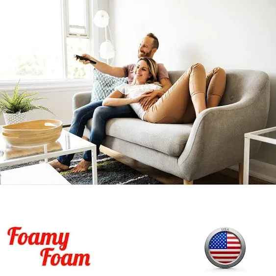 Foamy Foam High Density 2 inch Thick, 24 inch Wide, 72 inch Long Upholstery Foam, Cushion Replacement