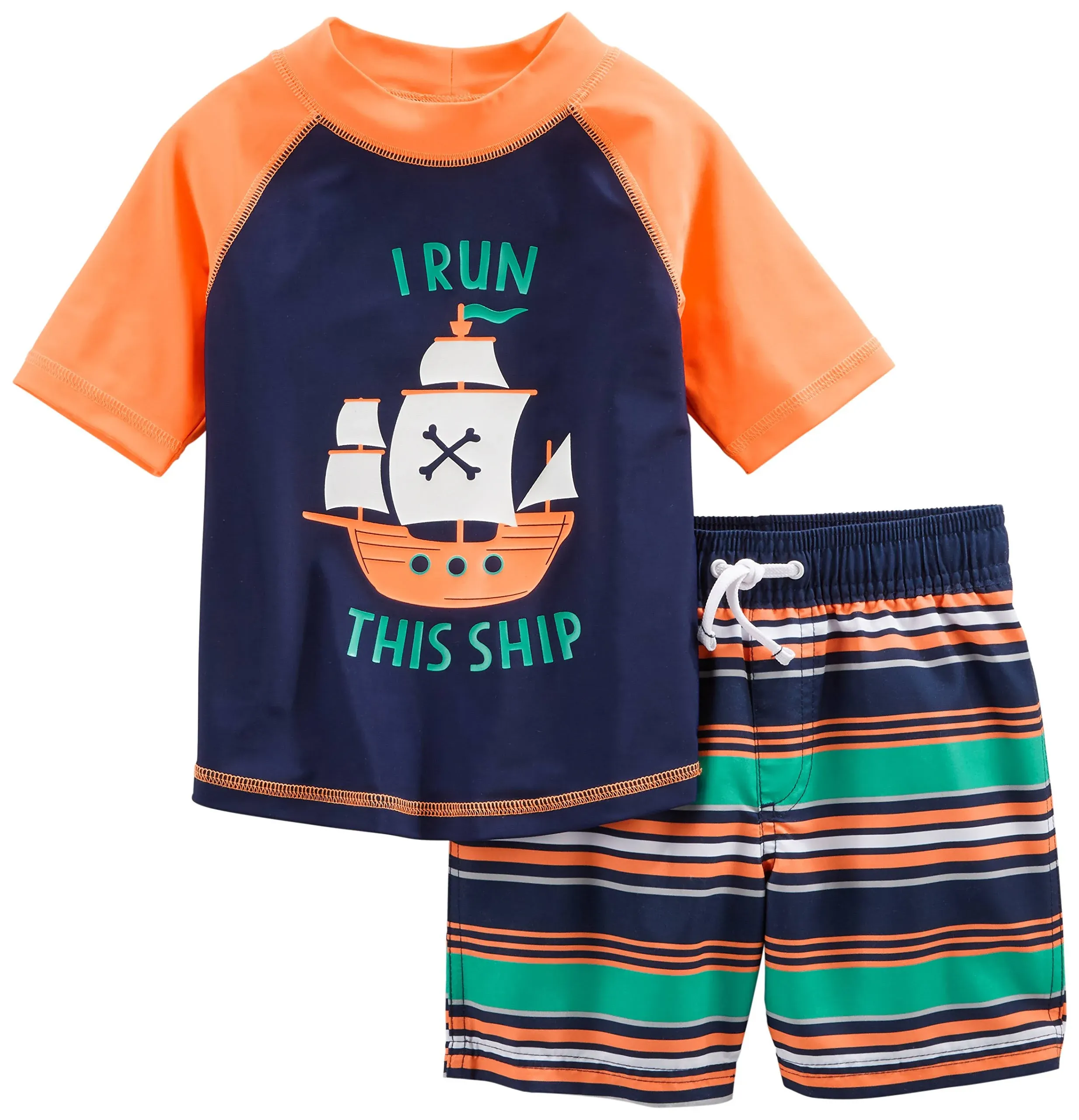 Simple Joys by Carter's Baby Boys' 2-Piece Swimsuit Trunk and Rashguard, Oran ...