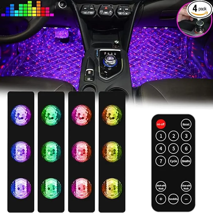 Car Interior Atmosphere Lights, USB Plug-In Romantic Stars Lights for Cars, DC 12V