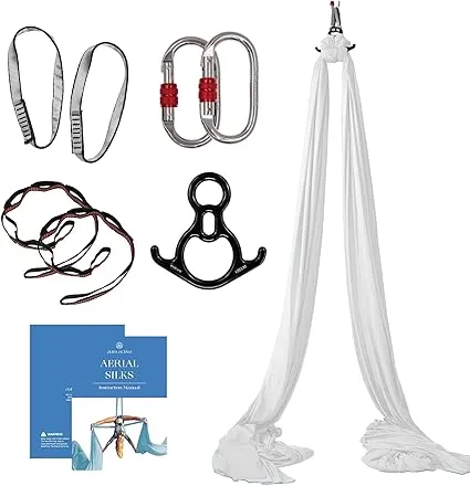 Aum Active Aerial Silks Starter Kit - Durable 9 Yards of Aerial Yoga Hammock with ...