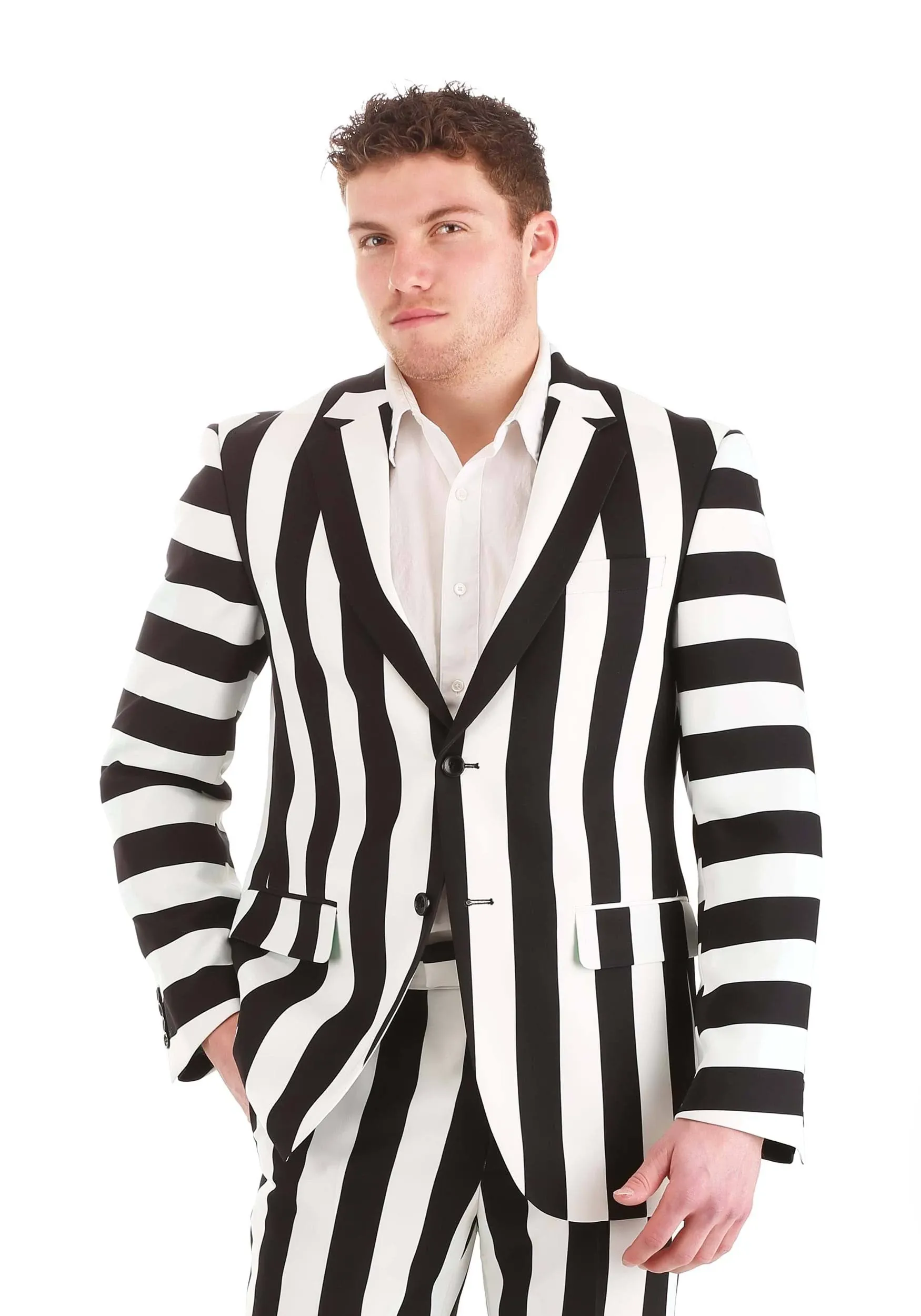 Men's Classic Beetlejuice Blazer with Buttons, Fully Lined, and Outer Pockets