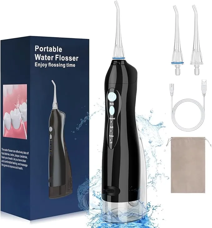 Water Flosser, NBGRLVS Portable Water Flosser for Teeth, Cordless Dental Oral Irrigator Professional for Braces 3 Mode, IPX7 Waterproof Rechargeable Teeth Cleaner 2 Tips for Home and Travel (White)