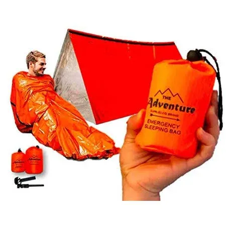 Emergency Sleeping Bag & Tent Shelter, Combo Prepper Kit Survival Tent , Includes ...