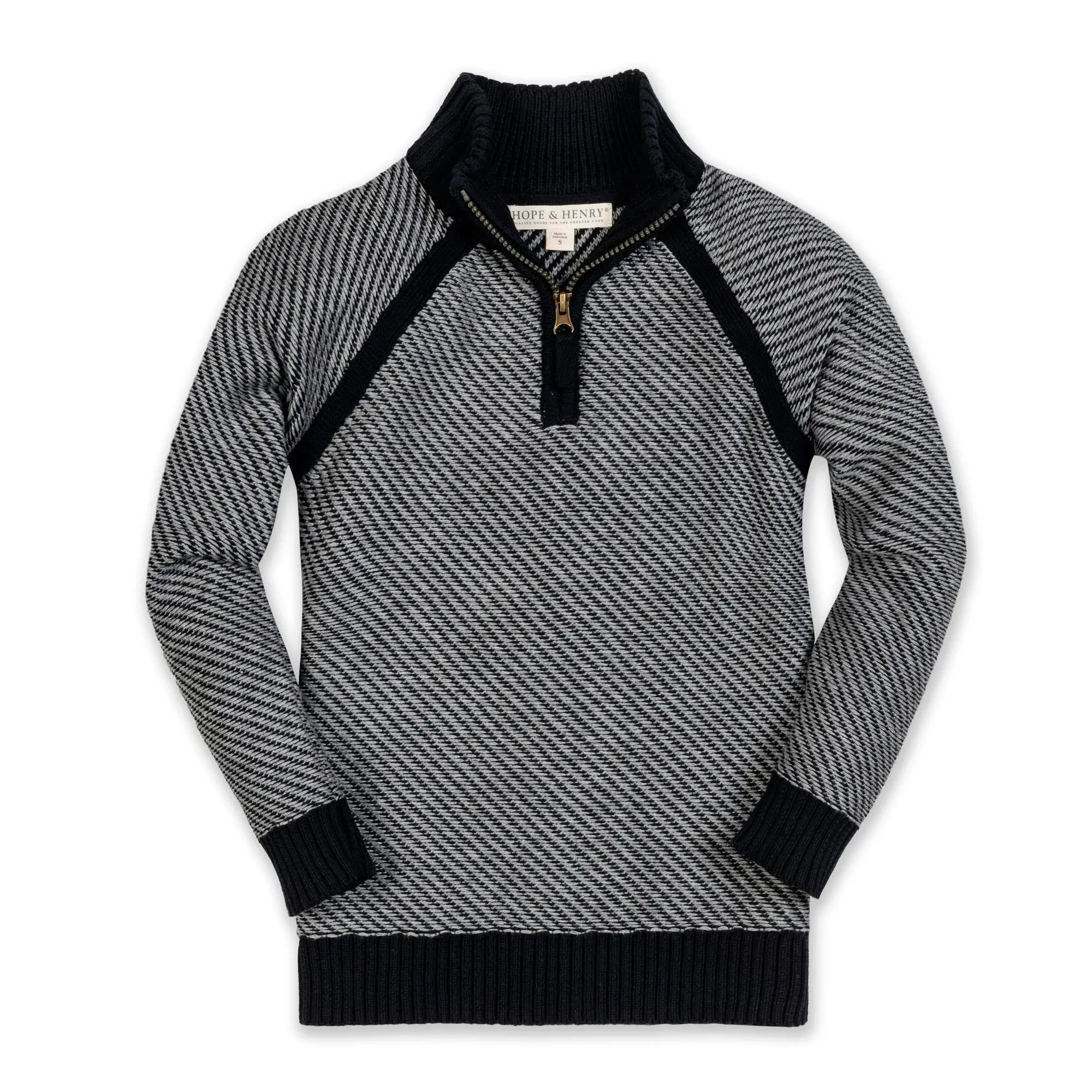 Hope & Henry Boys' Long Sleeve Half Zip Pullover Sweater