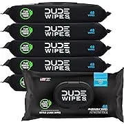 DUDE Wipes - Flushable Wipes - 6 Pack, 288 Wipes - Unscented Extra-Large Adult Wet Wipes - Vitamin-E & Aloe for at-Home Use - Septic and Sewer Safe