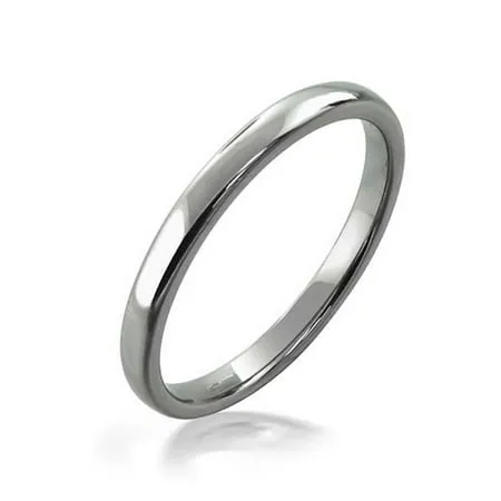 Thin Stackable Minimalist Simple Dome Couples Rose Gold Silver Black Plated Titanium 2MM Wedding Band Ring For Men Women