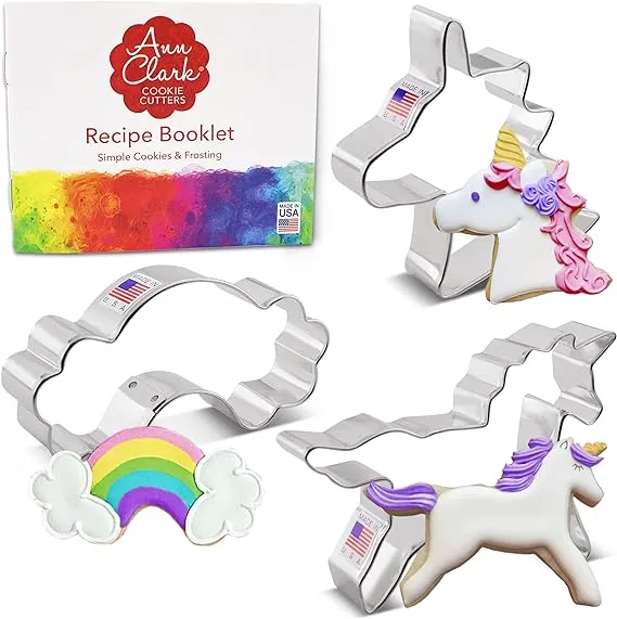 Unicorn Cookie Cutter 3-Pc Set Made in USA by Ann Clark, Unicorn Head, Unicorn, Rainbow