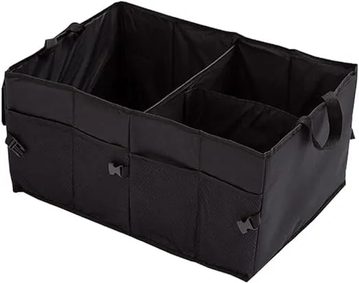 Car Trunk Organizer Black Collapsible Snack Storage Organizer Bins for Car SUV Sedan (Black)