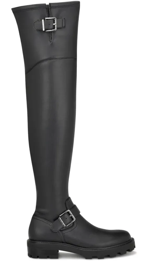 Nans 3 Womens Faux Leather Tall Over-the-knee Boots In Black Smooth - Faux Leather - Polyuretha