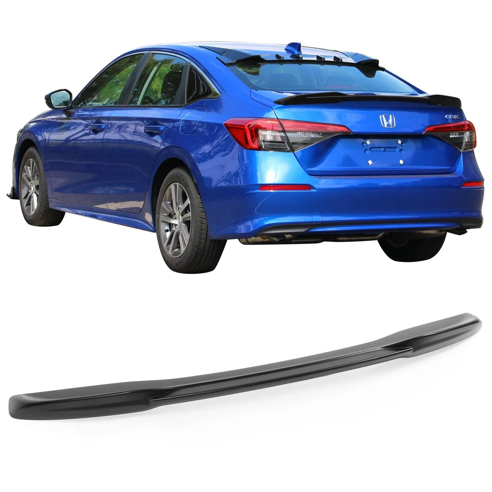 Fits 22-25 Honda Civic 11th 4DR RS Rear Trunk Spoiler Wing Gloss Black ABS