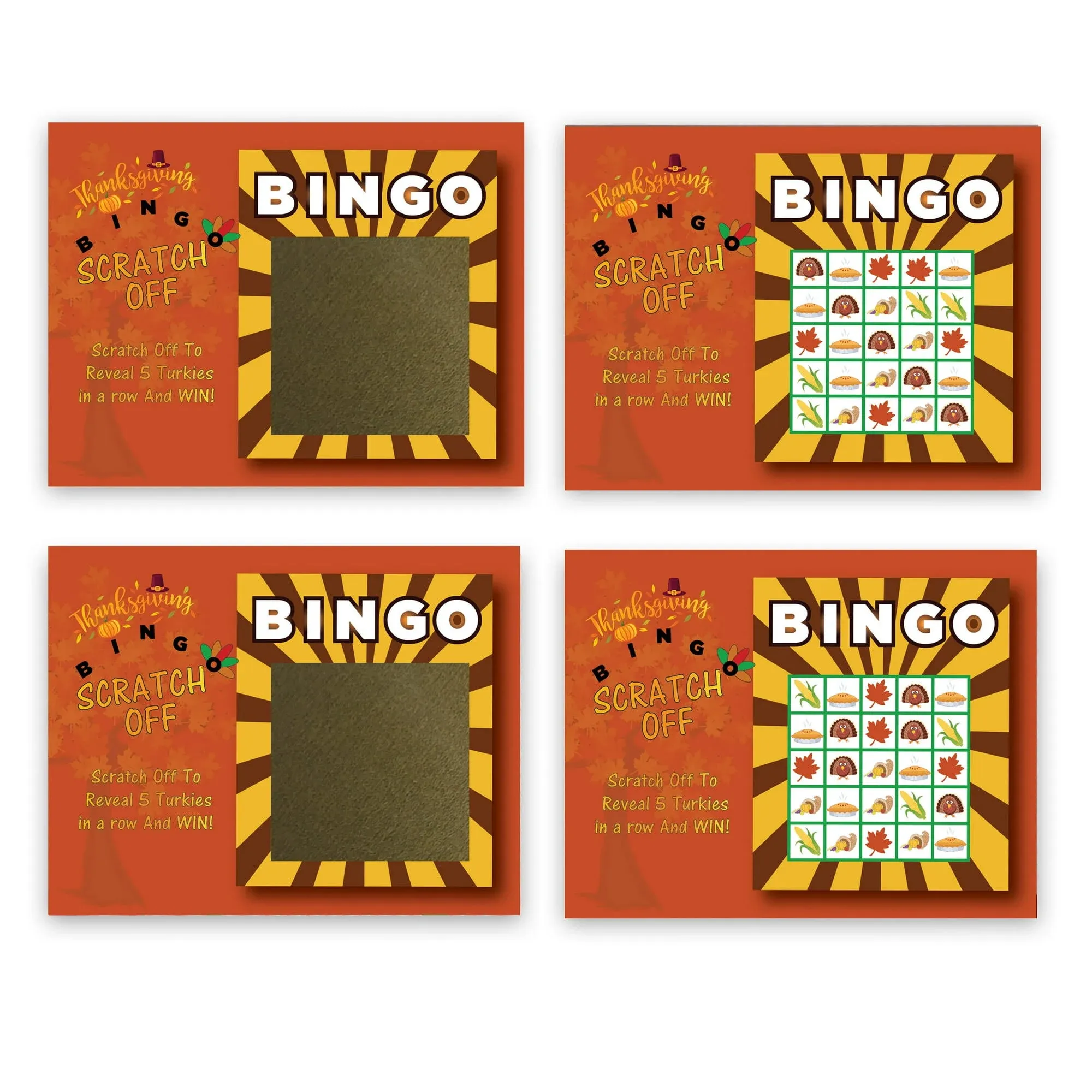 My Scratch Offs Thanksgiving Turkey Bingo Scratch Off Family Party Game Friendsgiving 26 Pk 2 Winners