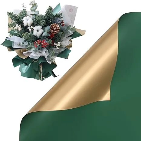 Double Sided Golden Flower Wrapping Paper Waterproof 20 Sheets 23.6X23.6 Inch