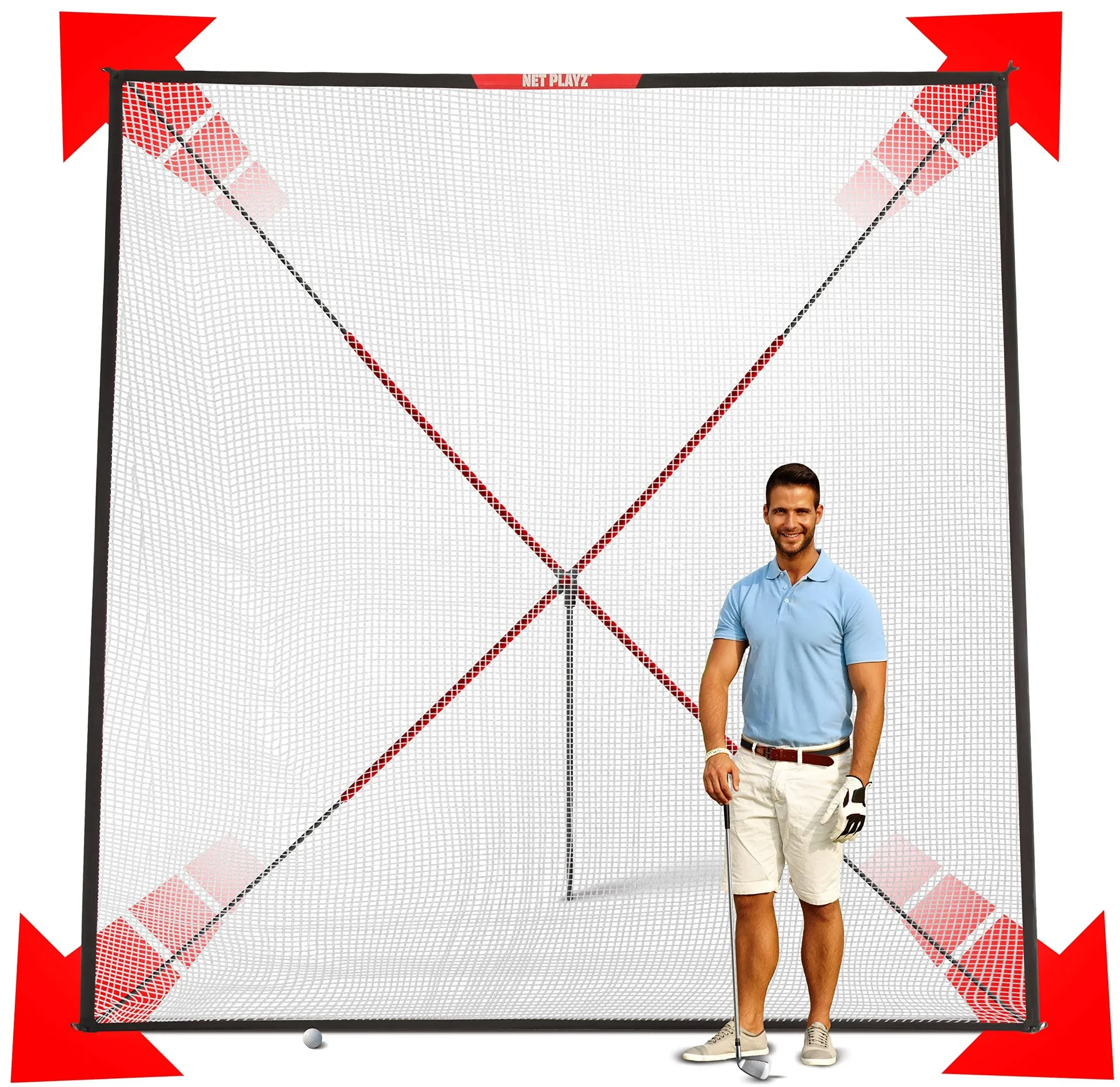 Net playz Golf Practice Auto Return Net,10Ft x 10ft, Quick Set-up, Multi-Angle ...