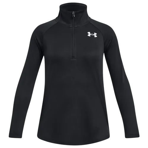 Girls Under Armour Under Armour Tech Graphic 1/2 Zip - Girls' Grade School Black/Metallic Silver Size M