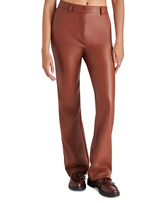 Shop Steve Madden Women's Mercer Faux-leather Pants In Cognac