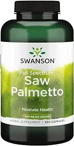Swanson Saw Palmetto Herbal Supplement for Men Prostate Health Hair Supplement Urinary Health 540 mg 250 Capsules