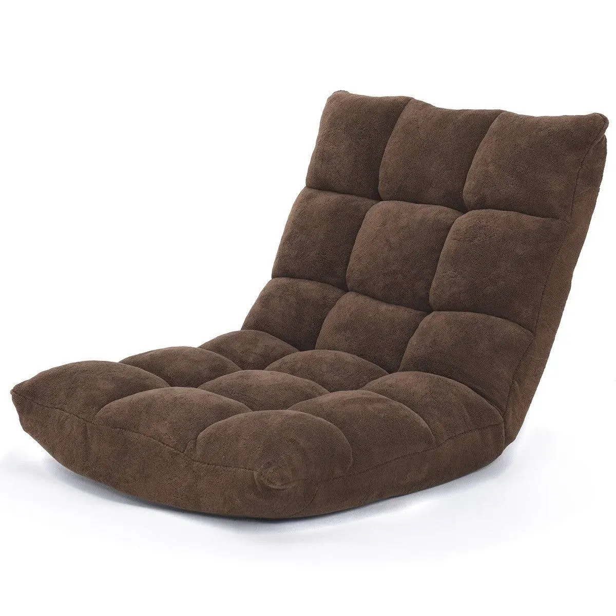 14-Position Adjustable Cushioned Floor Chair - Coffee