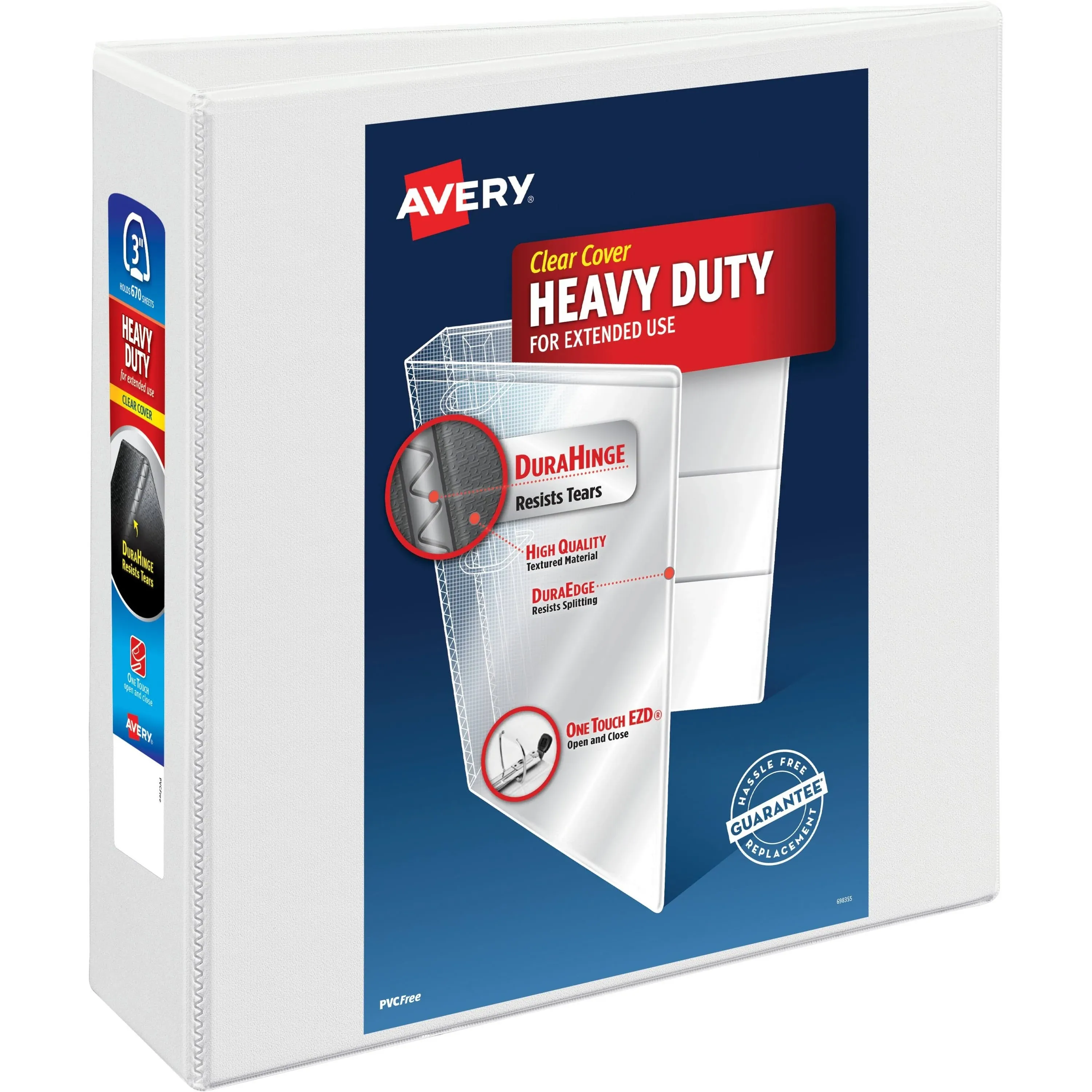 Avery Heavy-Duty View Binder with 3-Inch One Touch EZD Ring, White (79193)