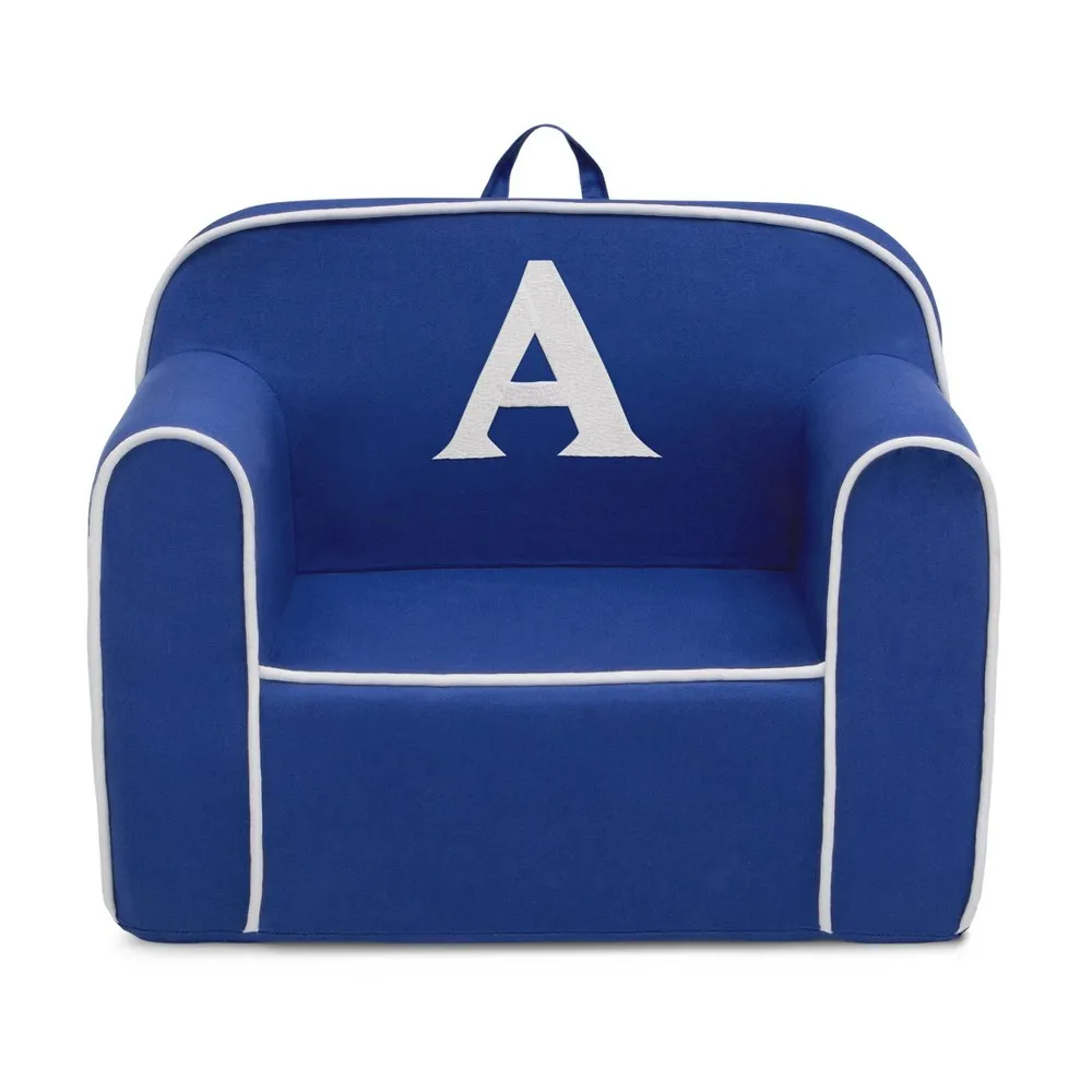 Delta Children Personalized Monogram Cozee Foam Kids' Chair - Customize with Letter A - 18 Months and Up - Navy & White