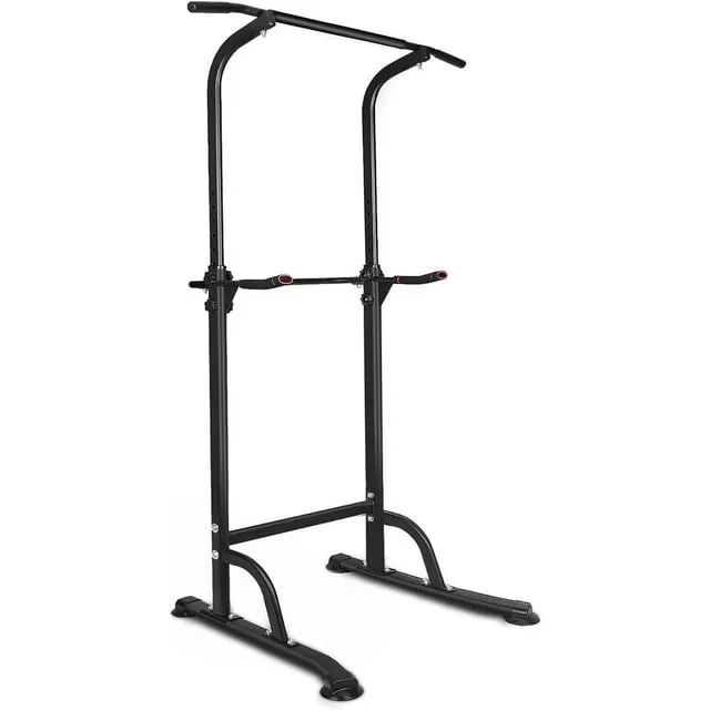 Power Tower Dip Station Pull Up Bar, 10-Level Adjustable Height, 330LBS Capacity, Muti-Function Strength Training Fitness Workout Station