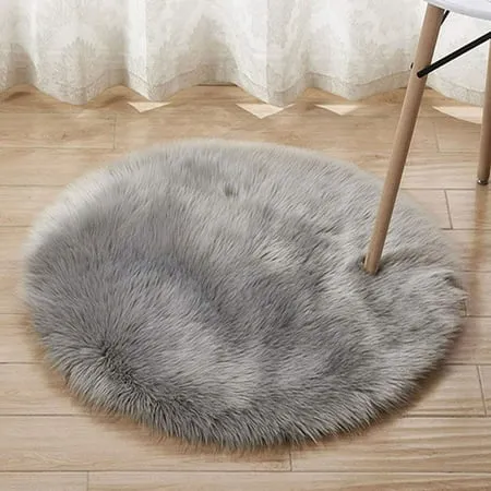 Soft Round Fluffy Bedroom Rugs for Girls Boys Circle Area Rug for Nursery Playing Reading Room Kids Room Carpets Shaggy Cute Rugs for Dorm Bedside Home Décor