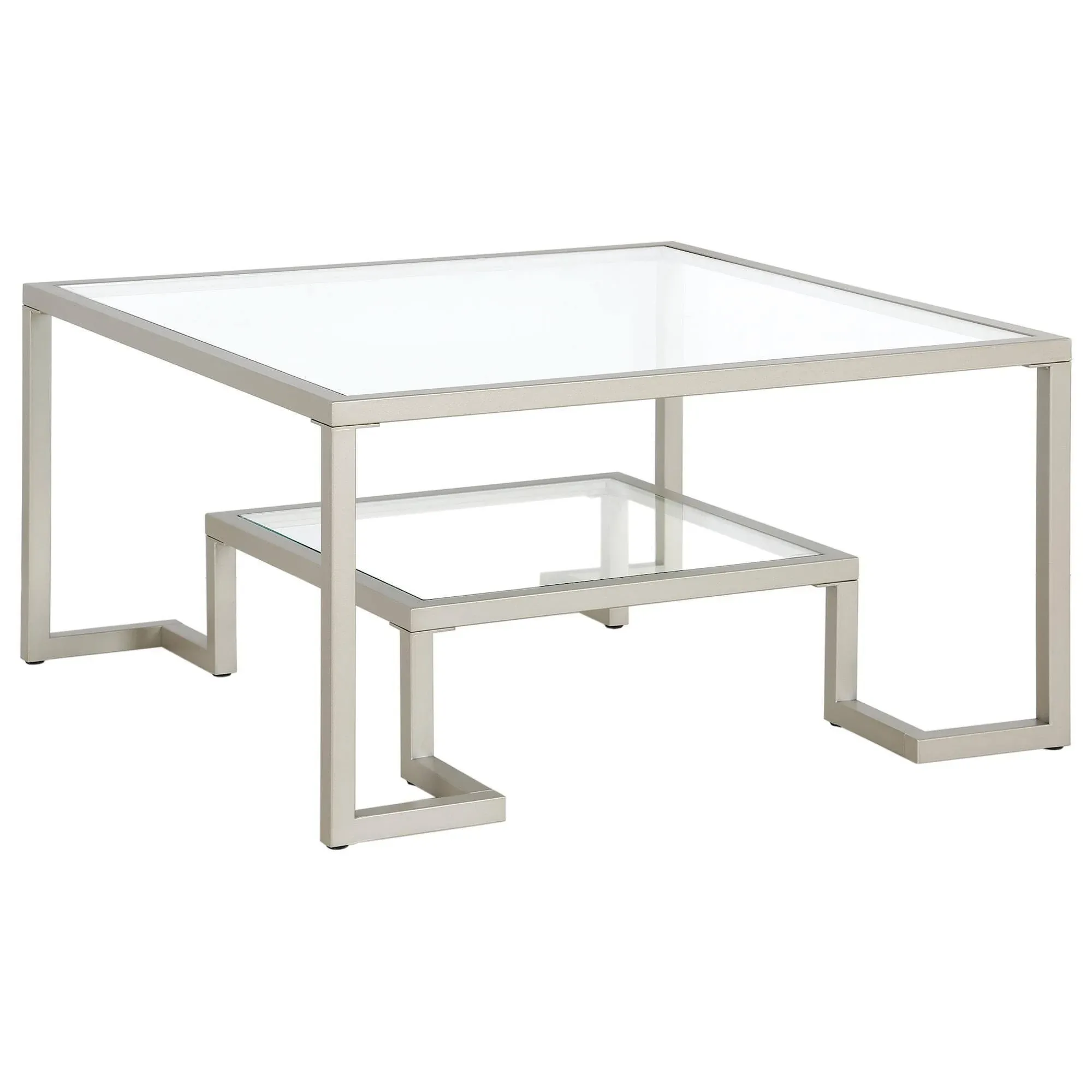 Athena 32" Square Coffee Table In Satin Nickel