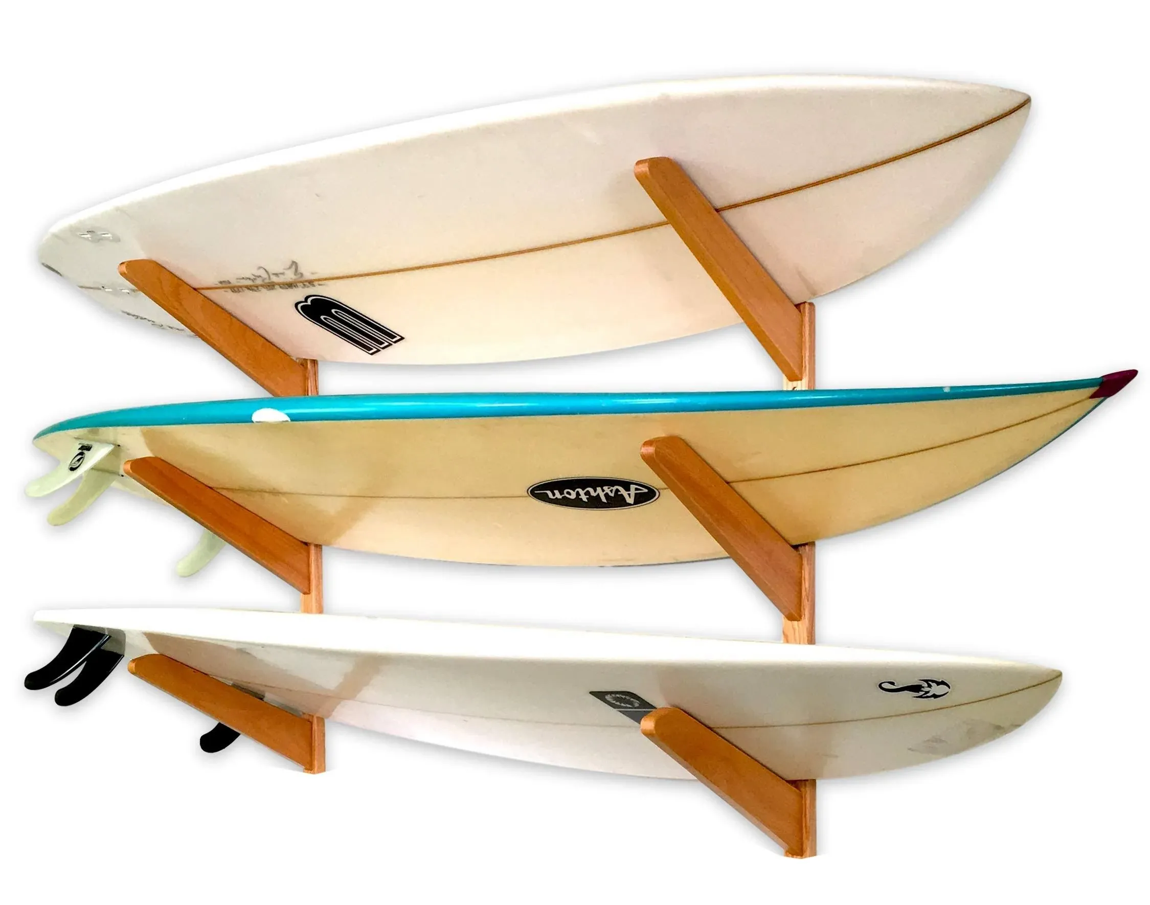 StoreYourBoard Timber Surfboard Wall Rack, Holds 3 Surfboards, Wood Home Storage ...