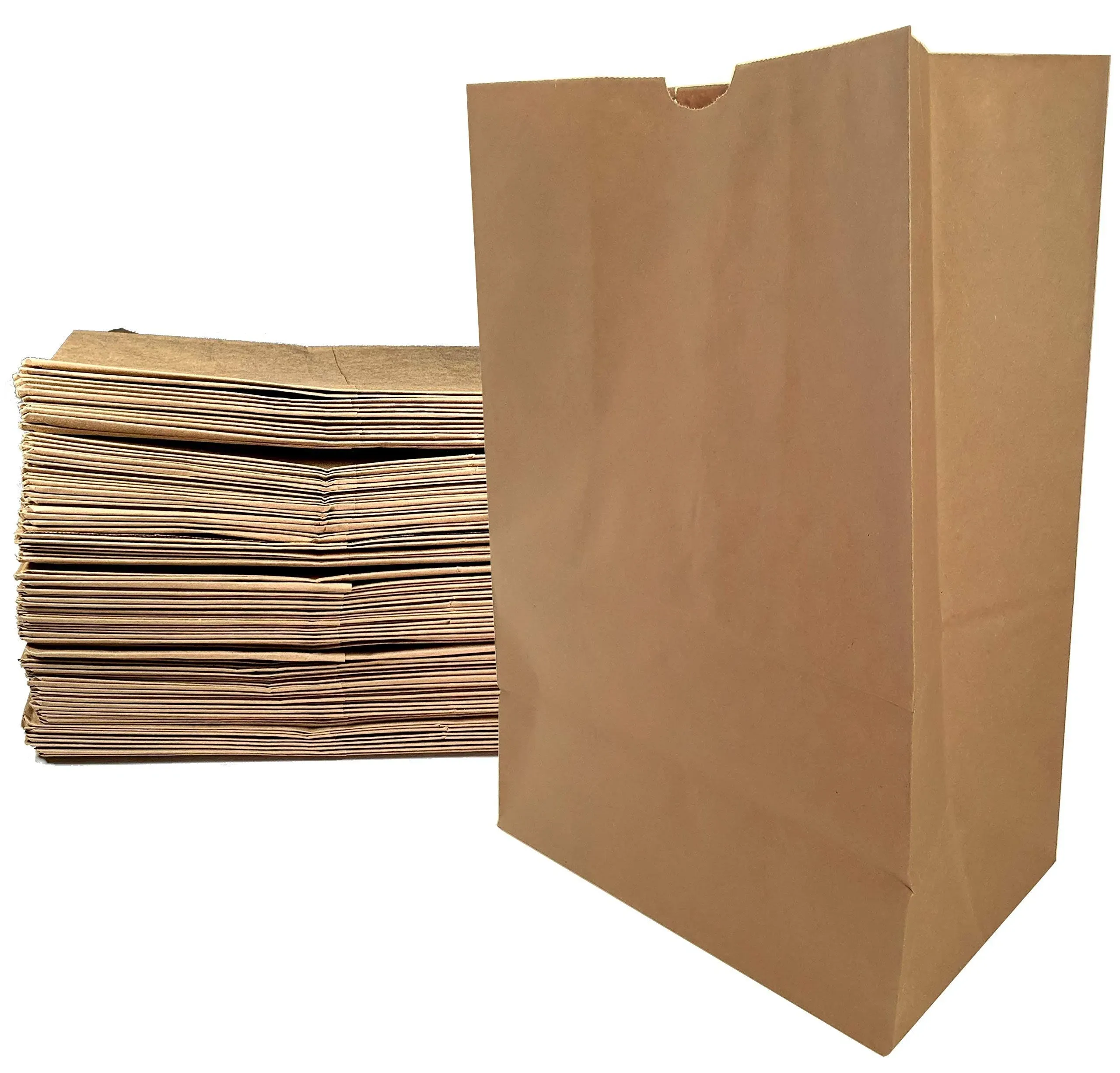 Large Paper Grocery Bags, 12x7x17 Kraft Brown Heavy Duty Sack 57 Lbs Basis 100