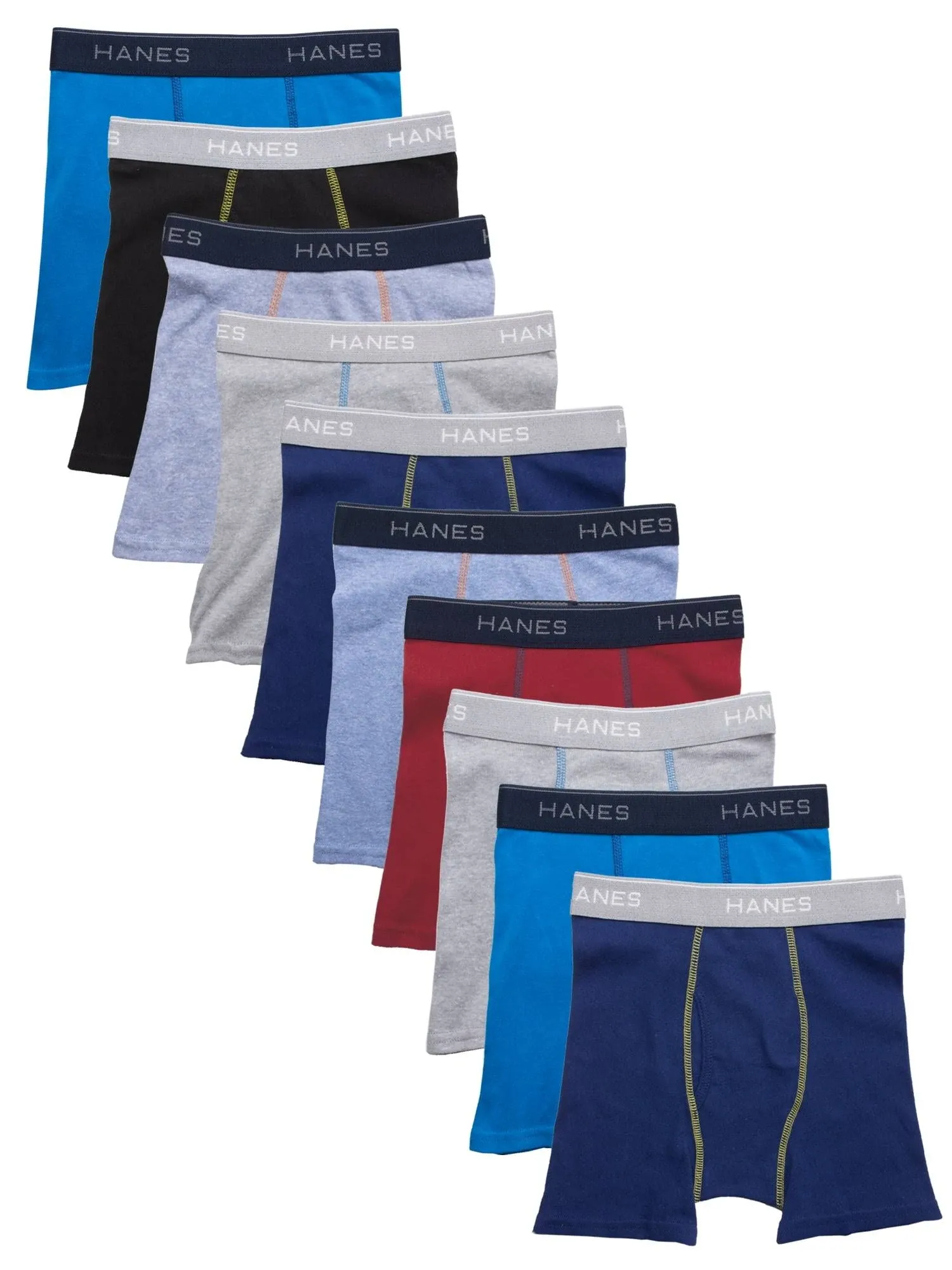 Hanes Boys' Tagless ComfortFlex Waistband Boxer Briefs, 10 Pack, Boy's, Size: XL, Assorted