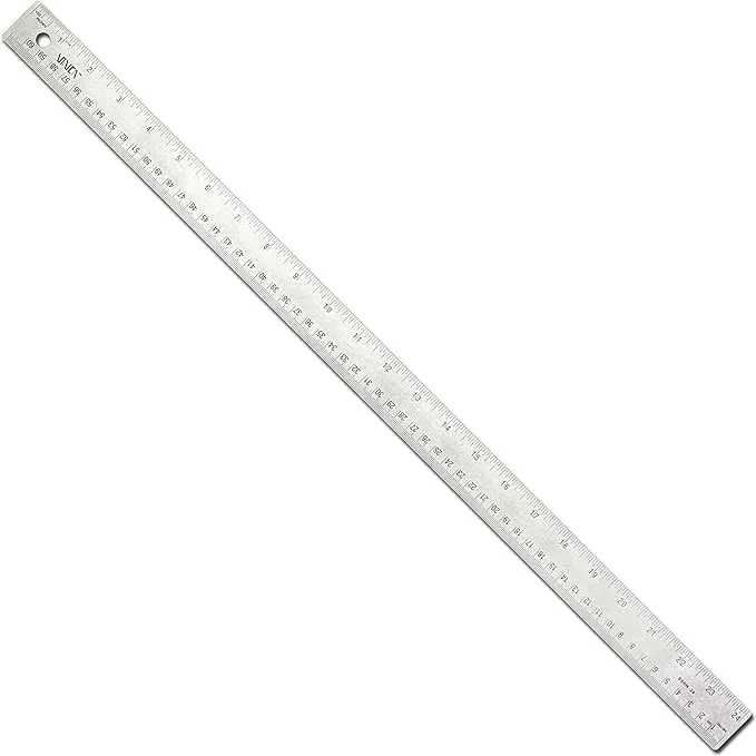 VINCA SSRN-24 Stainless Steel Office Drawing Ruler 0-24 Inch 0-60cm with Non Slip Cork Base Measuring Tool